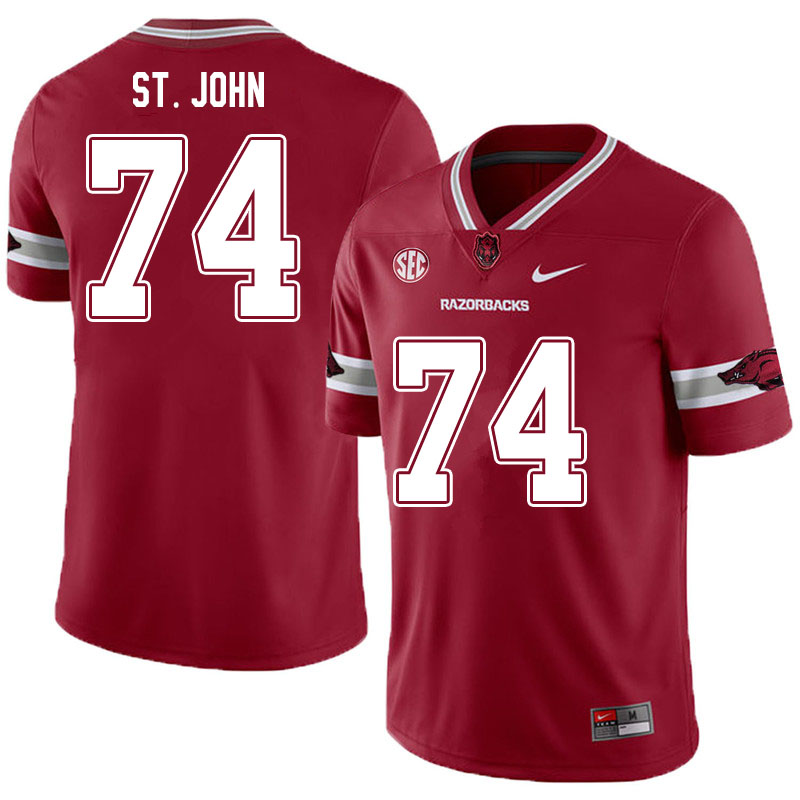 Men #74 Jalen St.John Arkansas Razorbacks College Football Jerseys Sale-Alternate